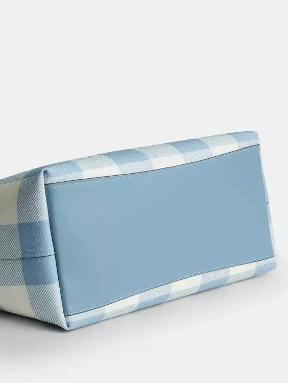 Coach Light Blue Gingham Tote Bag